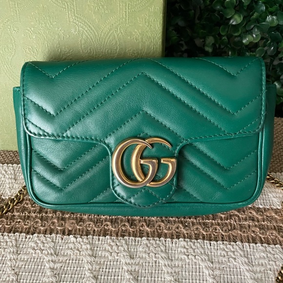 Gucci Green Super Mini Marmont Crossbody Full Set Authentic FINAL PRICE - Picture 2 of 15